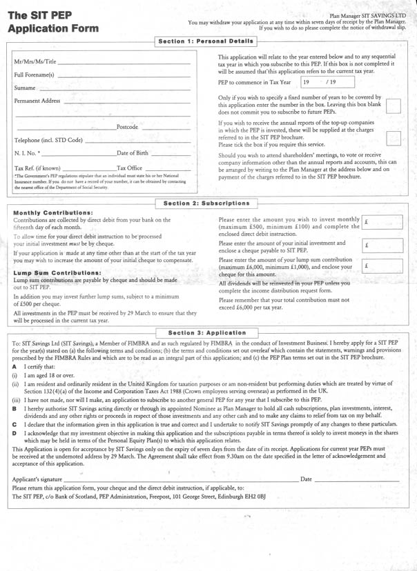 Click to view a larger image Example of a form to accompany an investment brochure