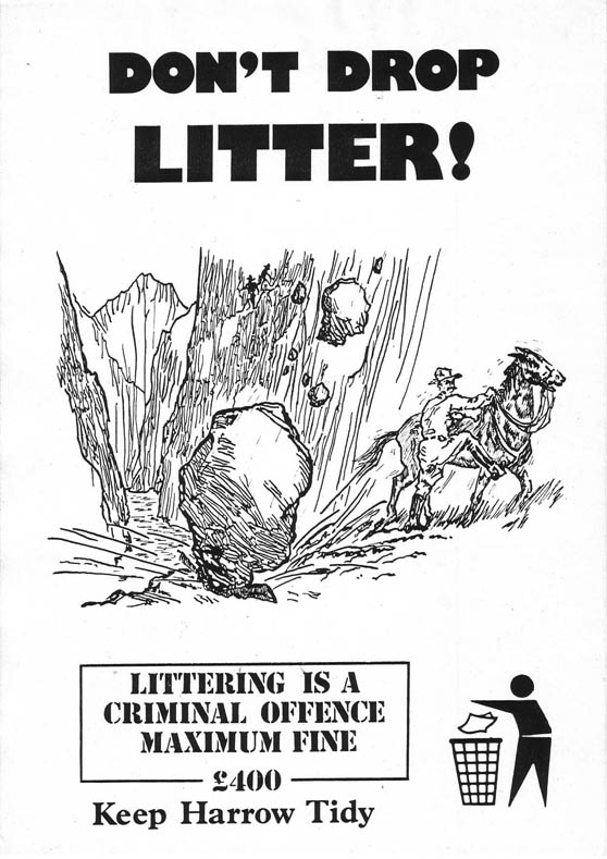 Click to view a larger image Black & white A3 poster for the Keep Harrow Tidy campaign