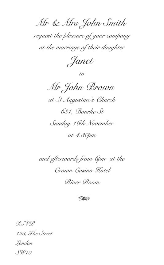 Click to view a larger image Wedding invitation design