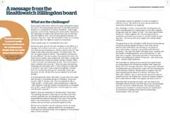 Page spread in a healthcare brochure